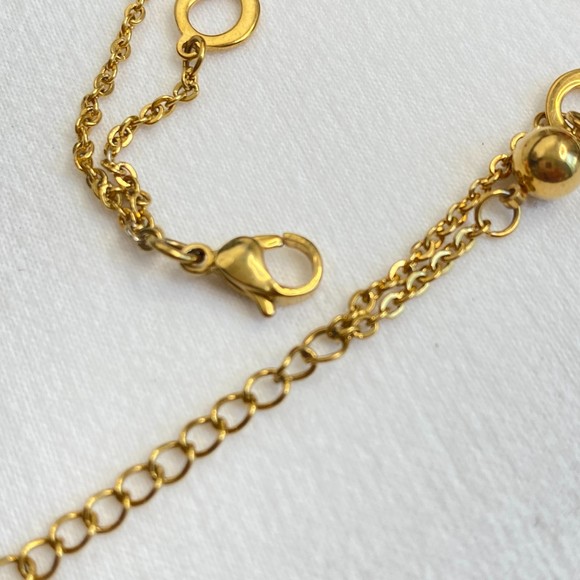 Gold Tone Double Stranded Bracelet Ball And Infinity Charms - Picture 5 of 6